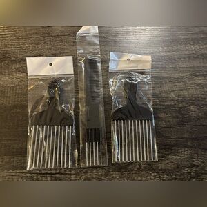 New in Package‎ Set of 3 Hair Combs and Picks. 2 Picks 1 Comb Metal and Plastic